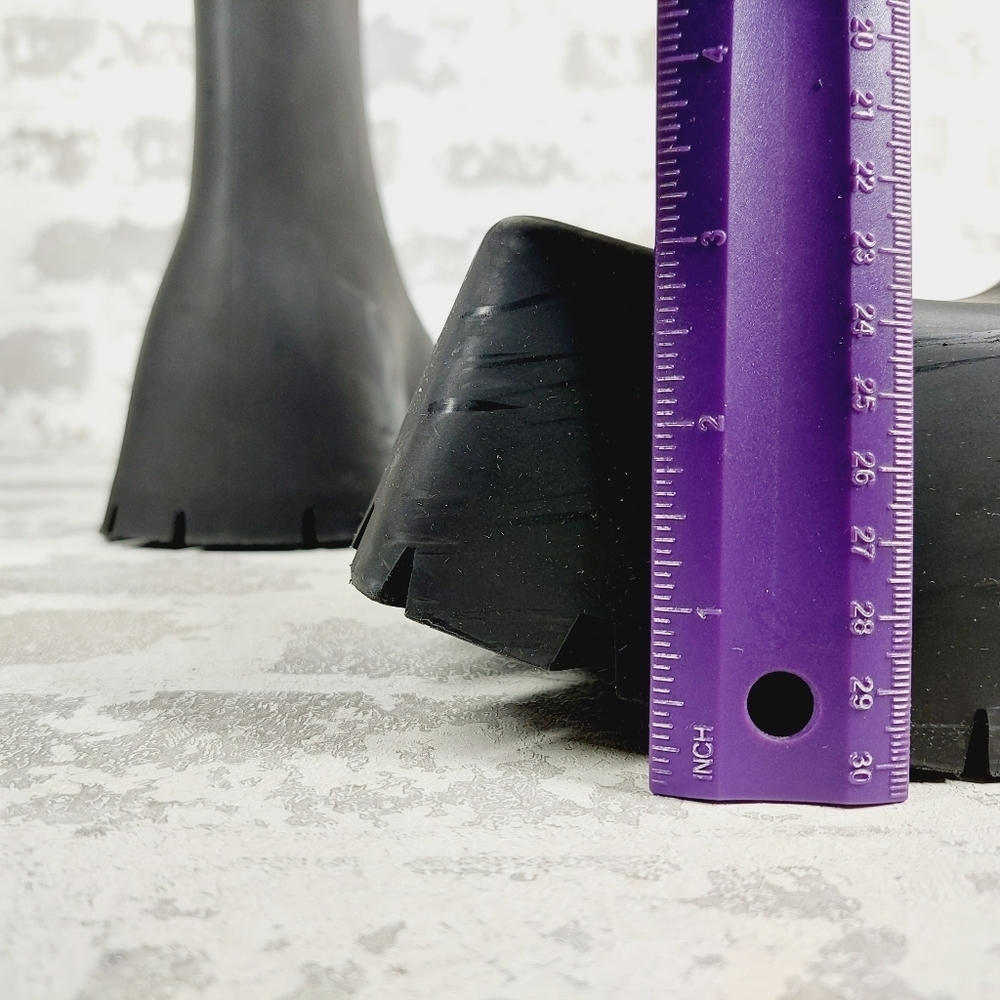 New Balenciaga Trooper Black Rubber Square Toe Rain Boots F741 - Picture 9 of 14